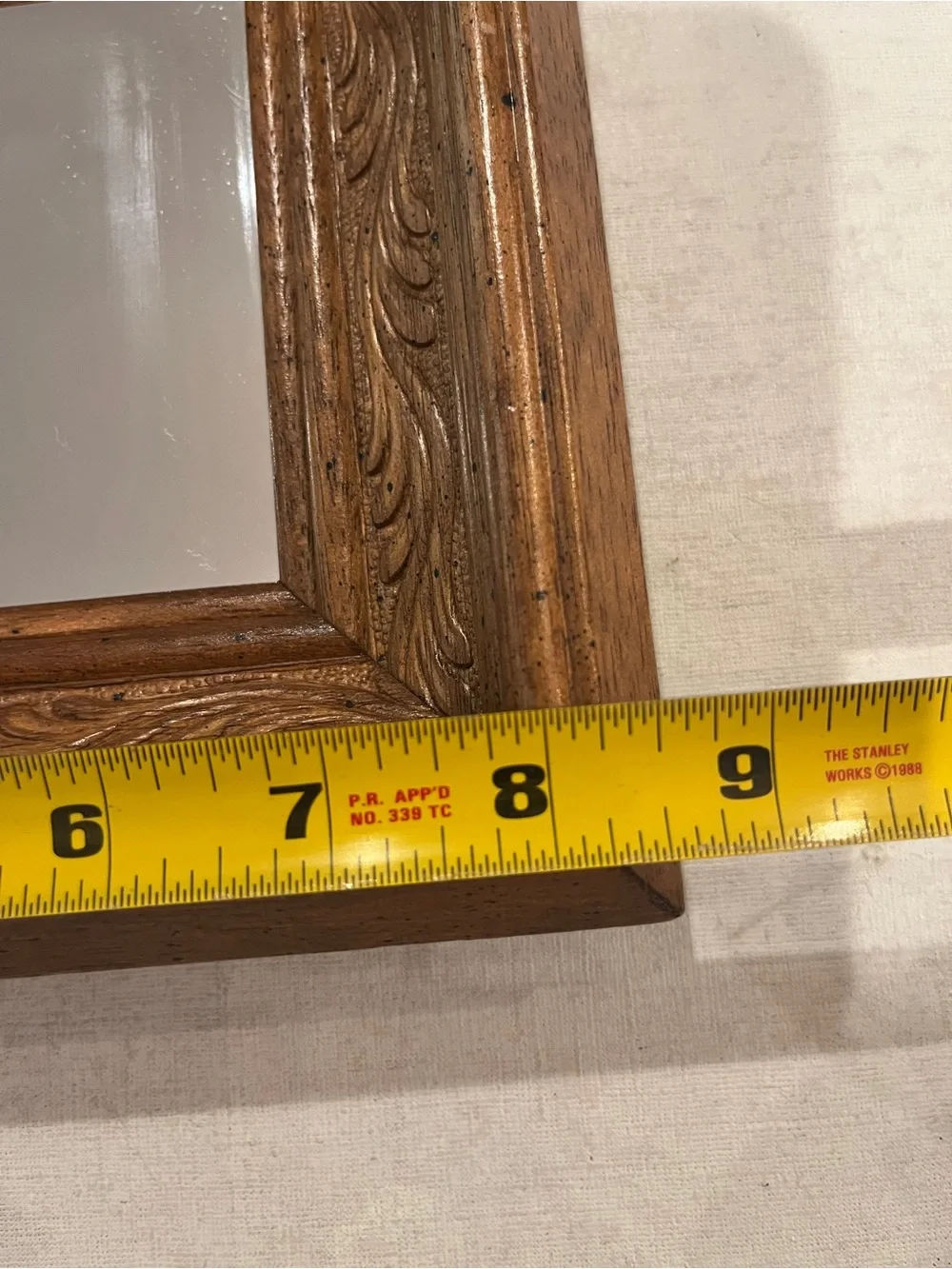Vintage Decorative Carved Wood Square Wall Mirror